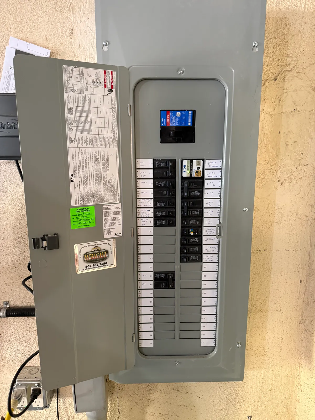 The new panel exterior and circuit labels.